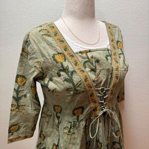 Nav Jeewan Babydoll‎ Ethnic Boho Fusion Made India Tunic Top Women Size Large 42